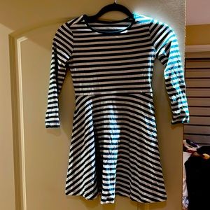 Primary brand stripped dress.. green and white strips cute for girls size 8-9